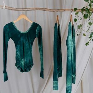 maroon/ruby/red sinew moon long sleeve leotard